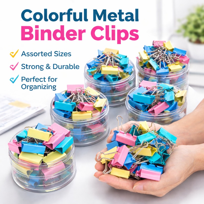 Binder Clip Assorted - 40개/세트 긴 다채로운 금속 바인더 클립,