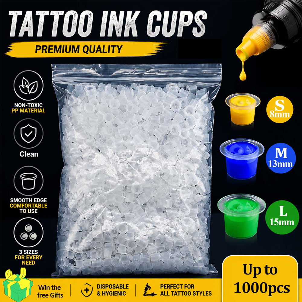Calligraphy Ink Bottle - 1000/500/100pcs 플라스틱 문신 잉크 컵 15mm
