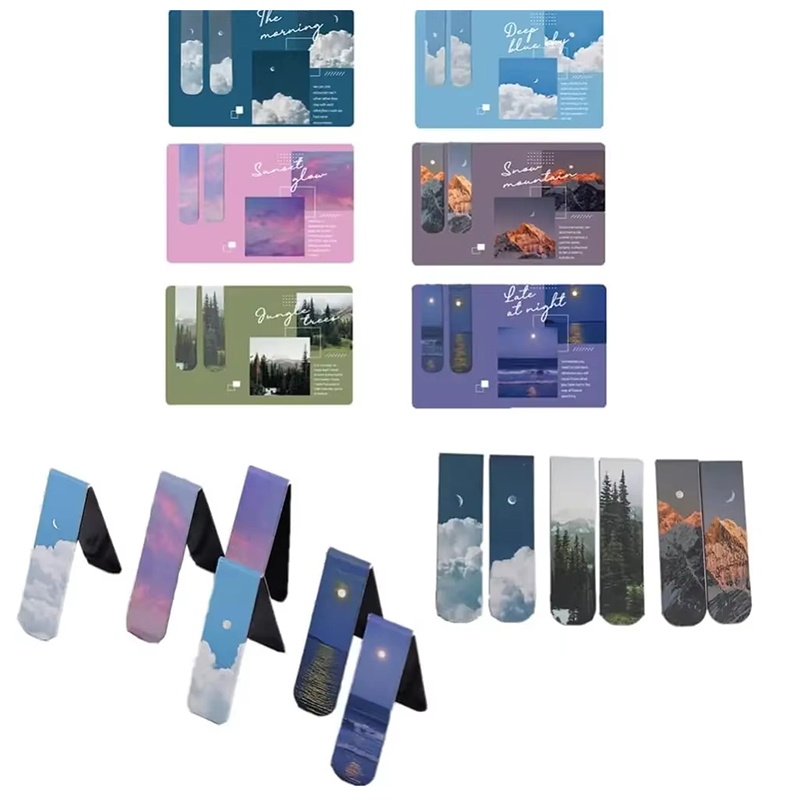 Bookmark Magnetic Clip - 2pcs 풍경 테마 자기 책갈피 자석