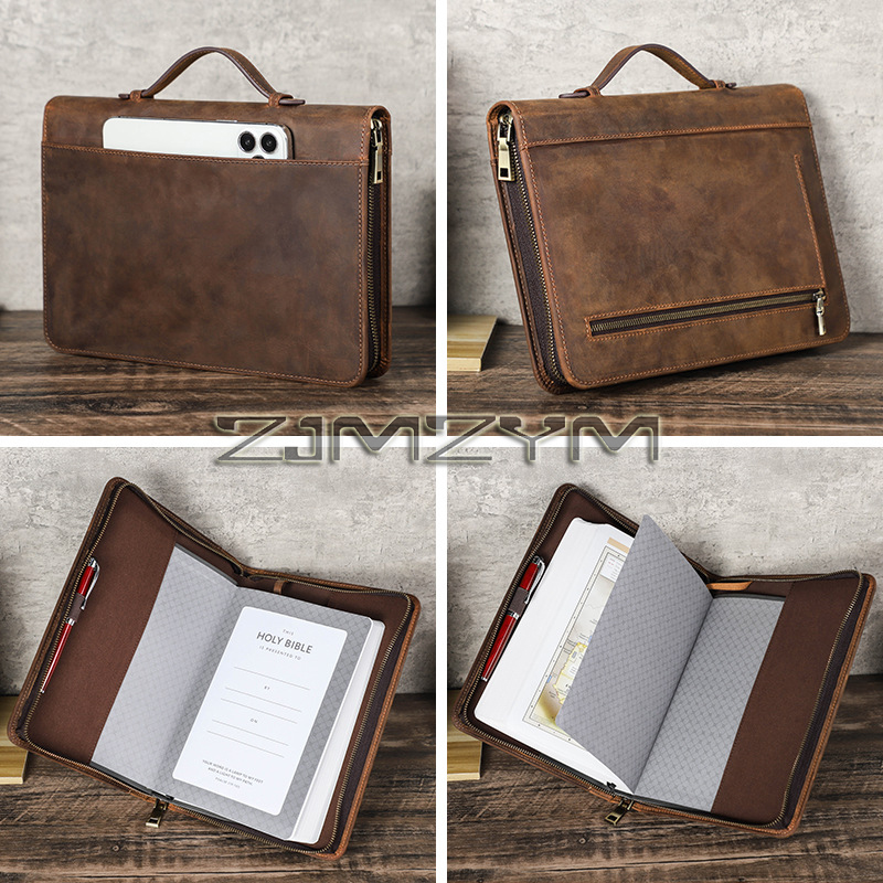 레트로 가죽 노트북 커버 케이스 수제 지퍼 휴대용 가죽 - Office Stationery Supply Business 리뷰 및 가격