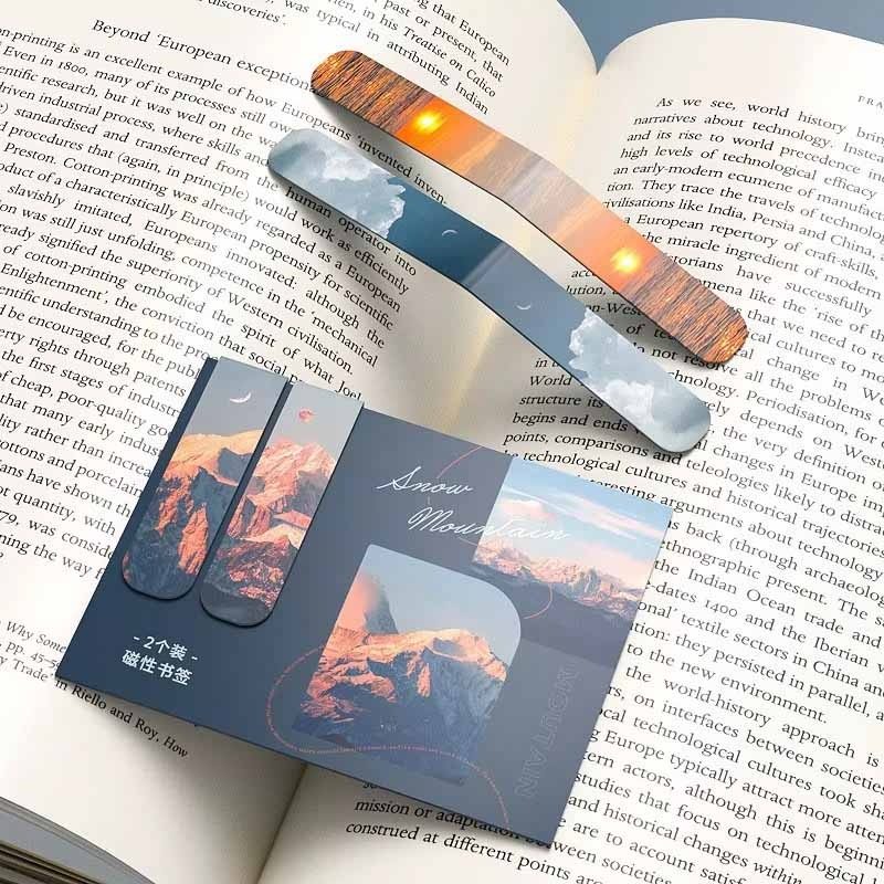 2pcs 풍경 테마 자기 책갈피 자석 페이지 마커 학생 - Bookmark Magnetic Clip 리뷰 및 가격