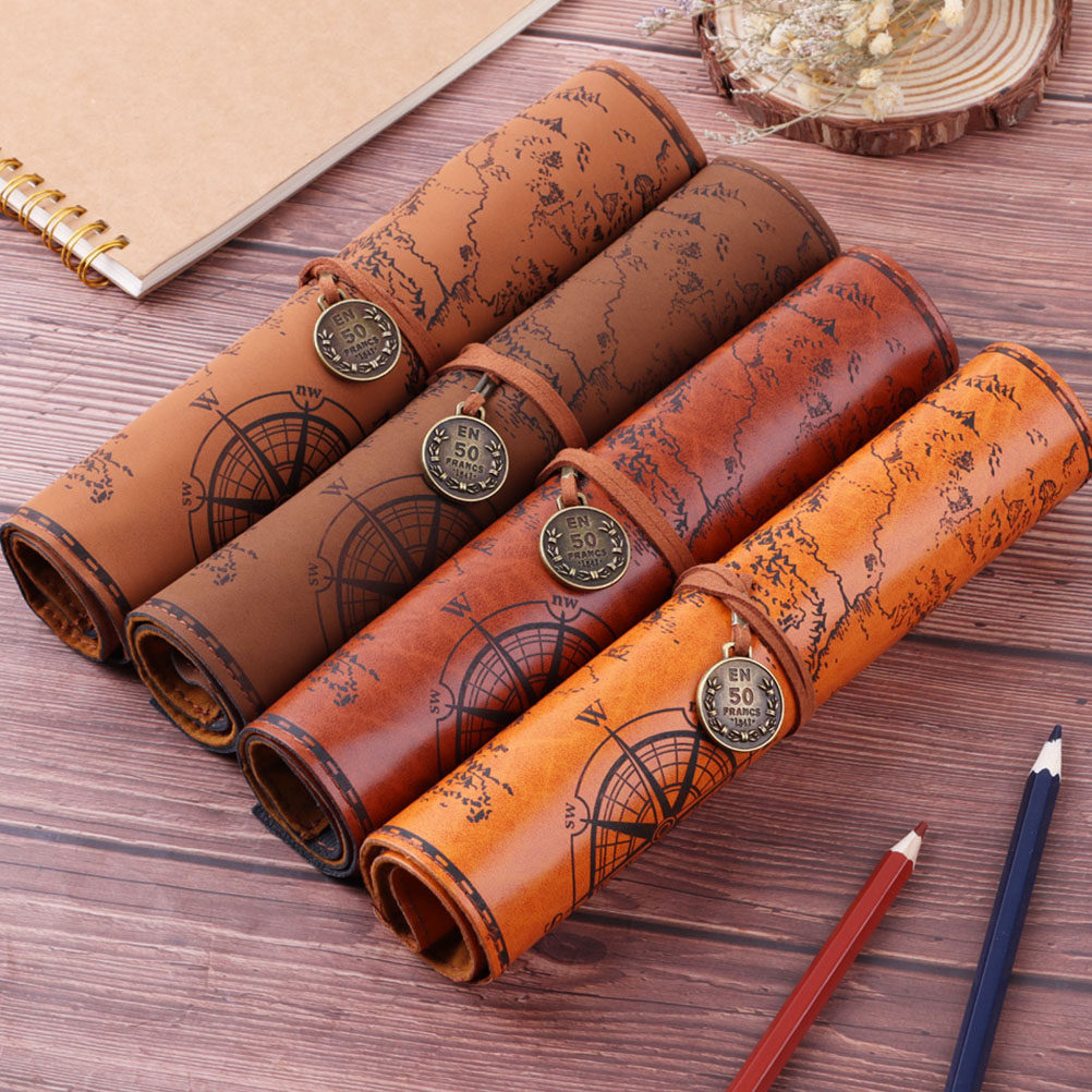 2개입 연필 파우치 빈티지 지도 프린트 롤업 펜 가방  - Pen Pouch Roll 리뷰 및 가격