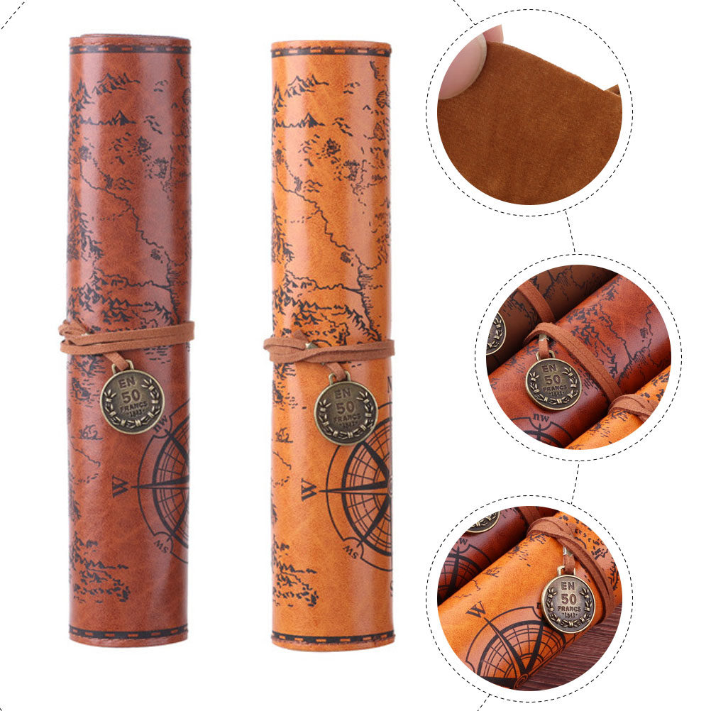 2개입 연필 파우치 빈티지 지도 프린트 롤업 펜 가방  - Pen Pouch Roll 리뷰 및 가격