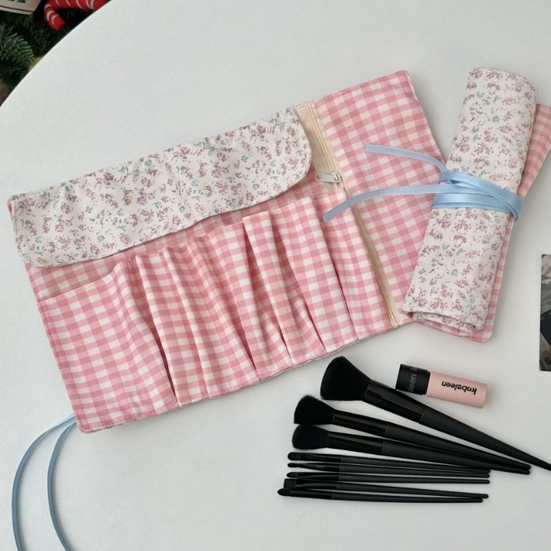 아이들을위한 미적 봄 꽃 롤업 연필 가방 소녀 핑크 베 - Pen Pouch Roll 리뷰 및 가격