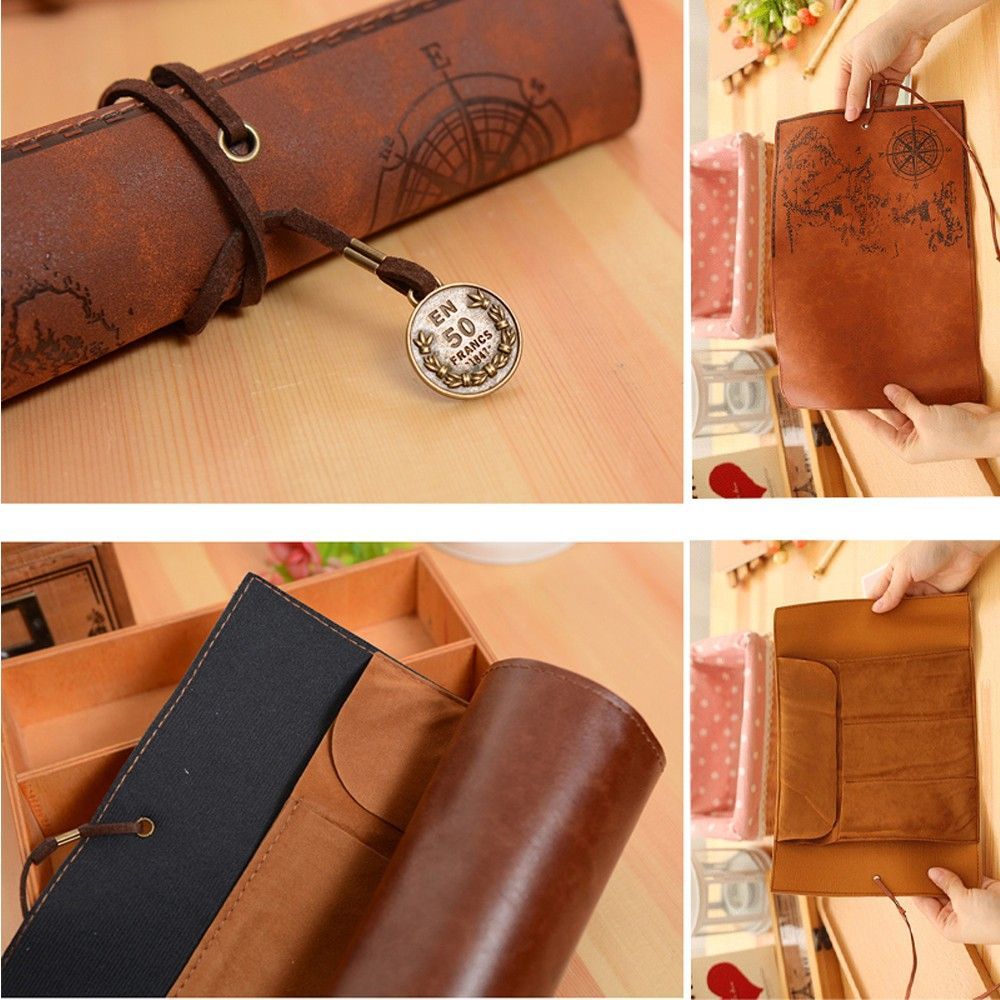 유니크 레트로 럭셔리 보물지도 롤 케이스 가방 파우치  - Pen Pouch Roll 리뷰 및 가격